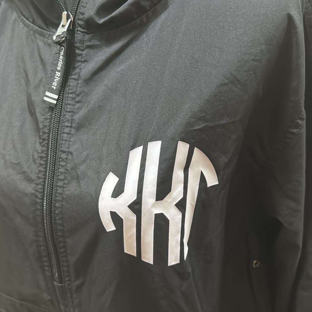 Charles River Apparel Black Windbreaker with White Kappa Kappa Gamma Size M - Picture 2 of 9